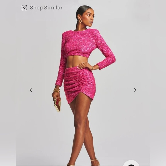 Retrofete 🩷 sequin crop top in‎ fuchsia. NWT Medium - Picture 4 of 12